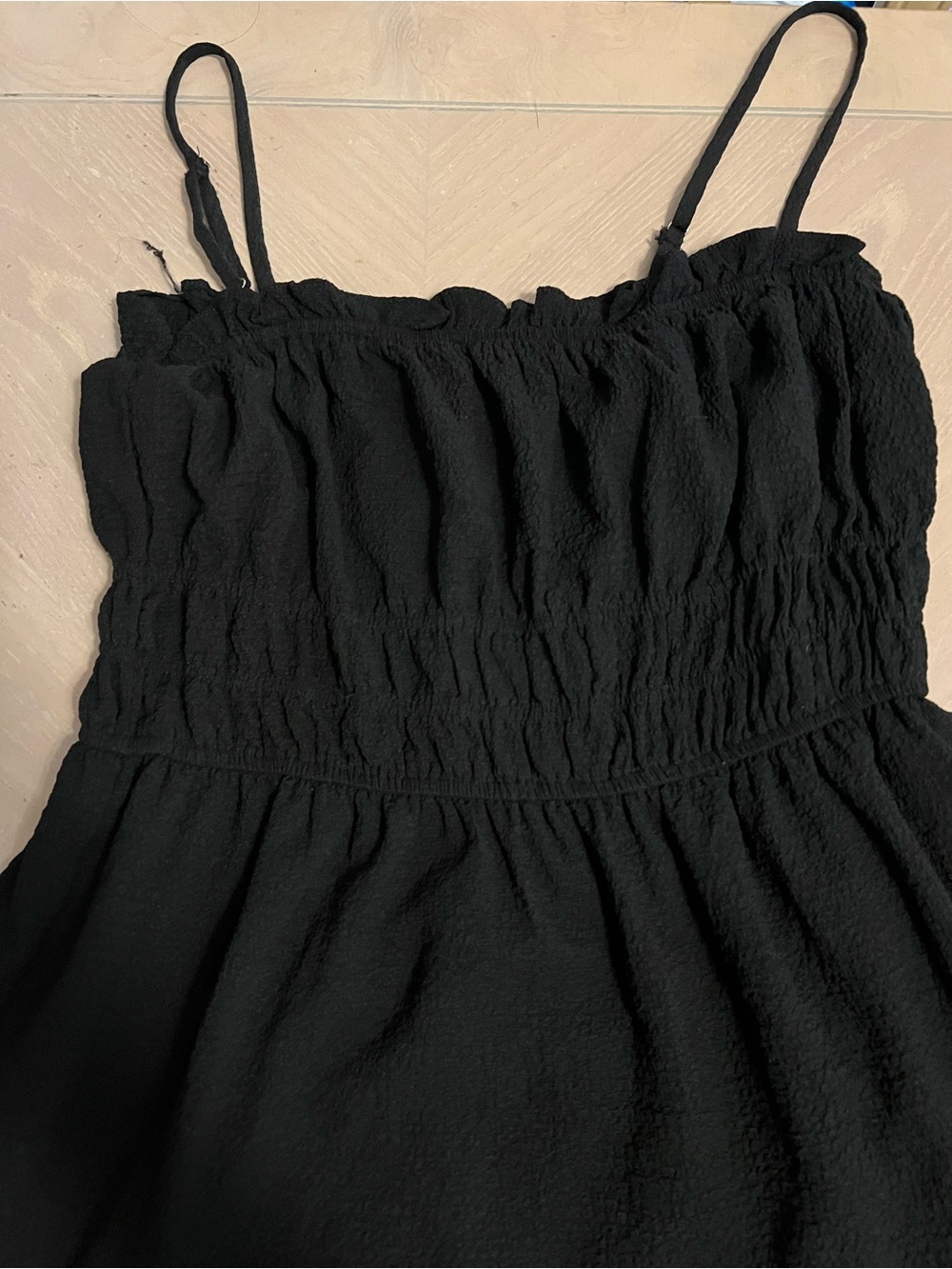 Black Smocked Spaghetti Strap Dress